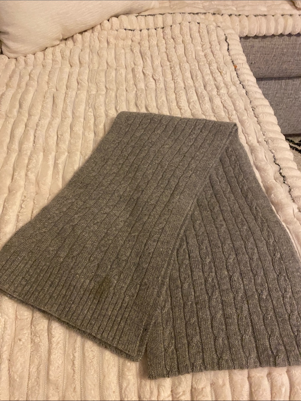 J. Crew Light Gray Ribbed Knit Scarf